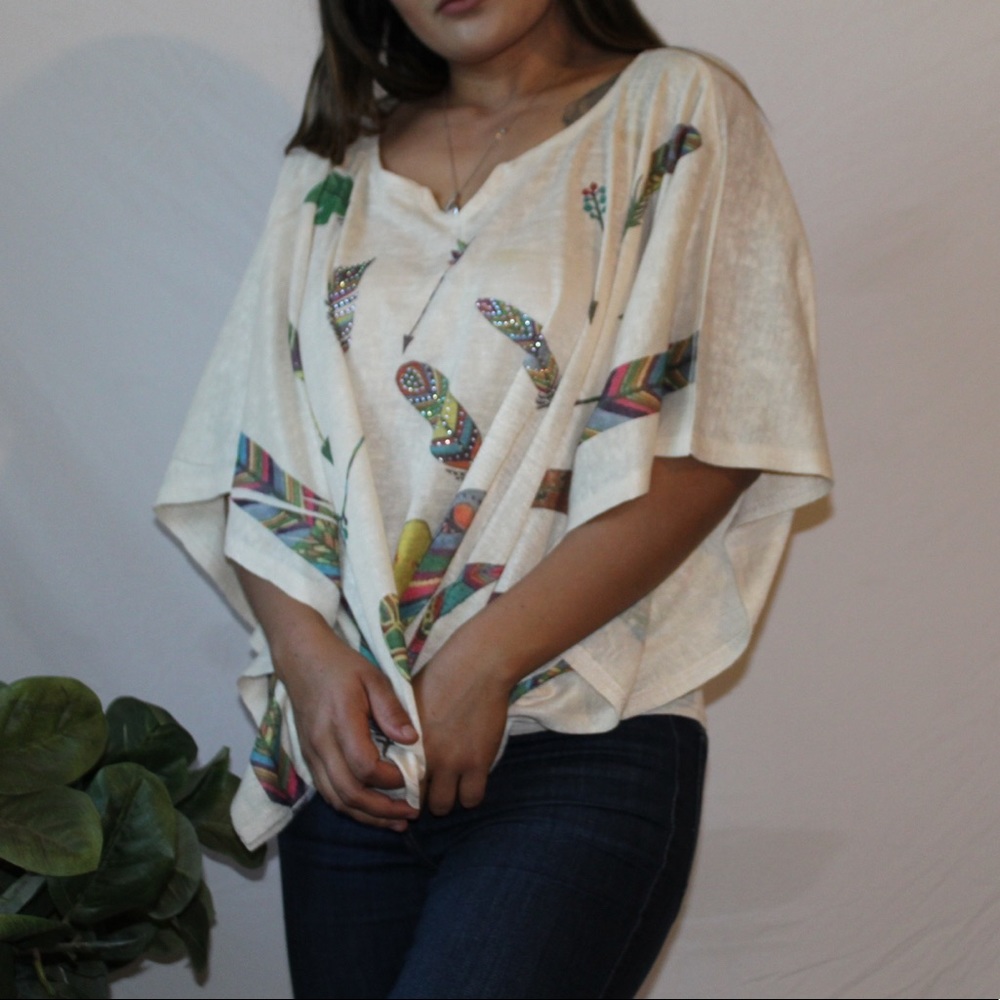 Feather print blouse